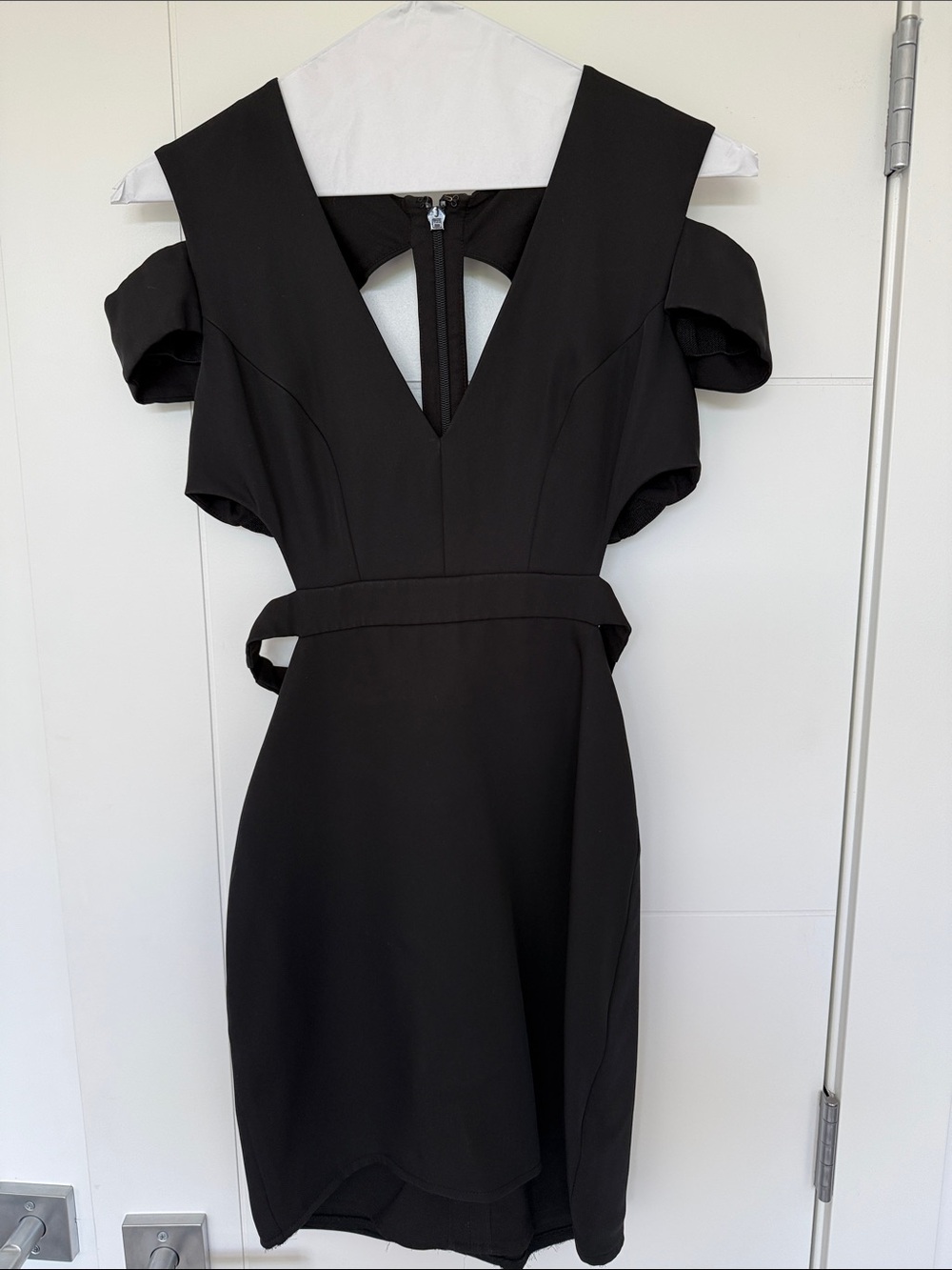 BCBGMaxAzria Black One-Shoulder Cutout Waist Cocktail Dress